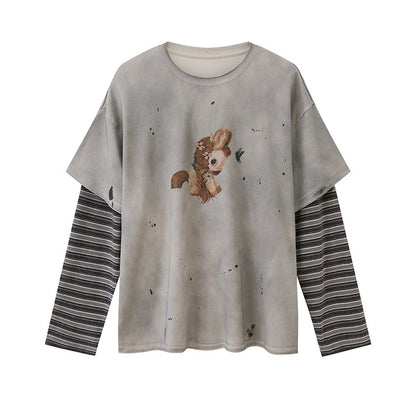 DIDDI_MODA_Dirty_Gray_Animal_Print_Spliced_Women&
