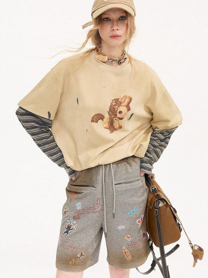 DIDDI MODA Dirty Gray Animal Print Spliced Women&
