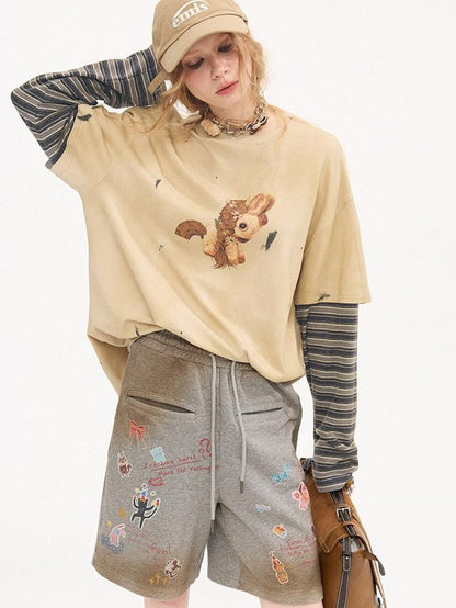 DIDDI MODA Dirty Gray Animal Print Spliced Women&