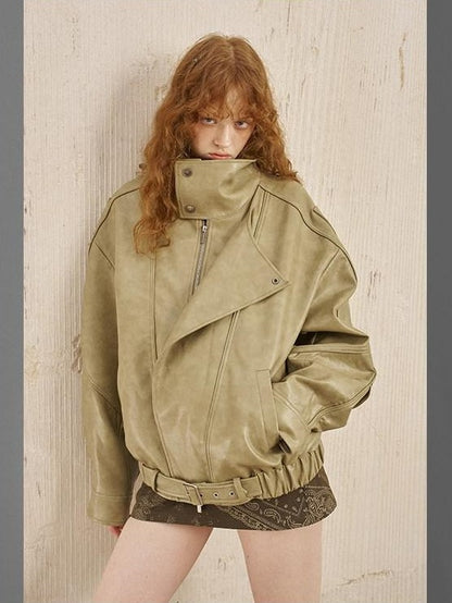 DIDDI MODA Distressed Cropped Striped Panel Biker Women&