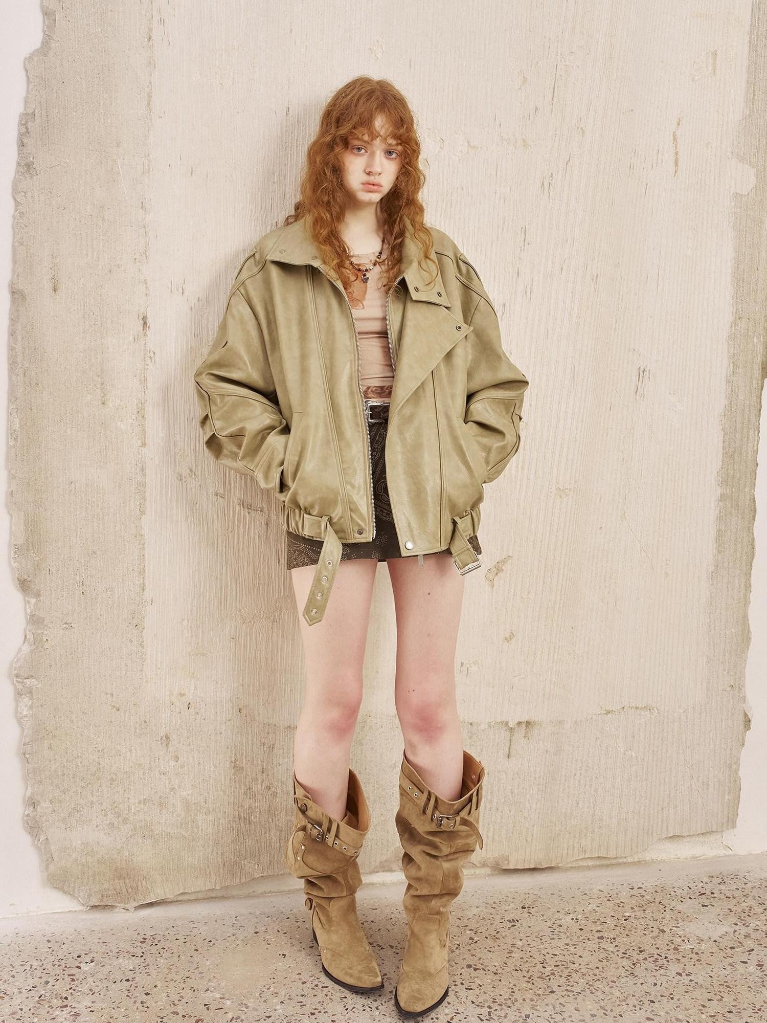 DIDDI MODA Distressed Cropped Striped Panel Biker Women&