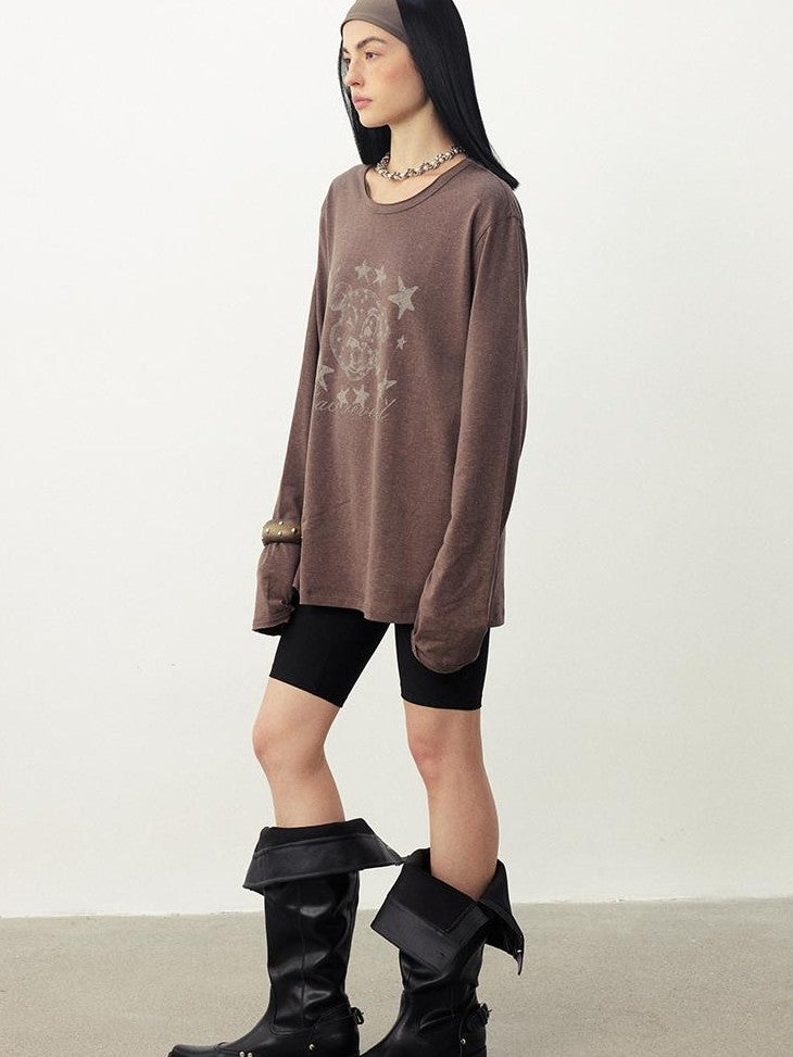 DIDDI MODA Distressed Fun Print Linen Blend Women&