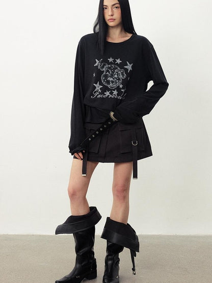 DIDDI MODA Distressed Fun Print Linen Blend Women&