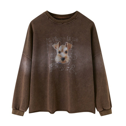 DIDDI_MODA_Distressed_Text_Puppy_Washed_Loose_Oversized_Women&