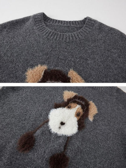 DIDDI MODA Dog With Hat Faux Layered Loose Fit Women&