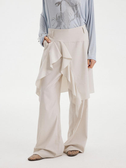 DIDDI MODA Drapey Off White Ruffle Hem Side Slit Women&