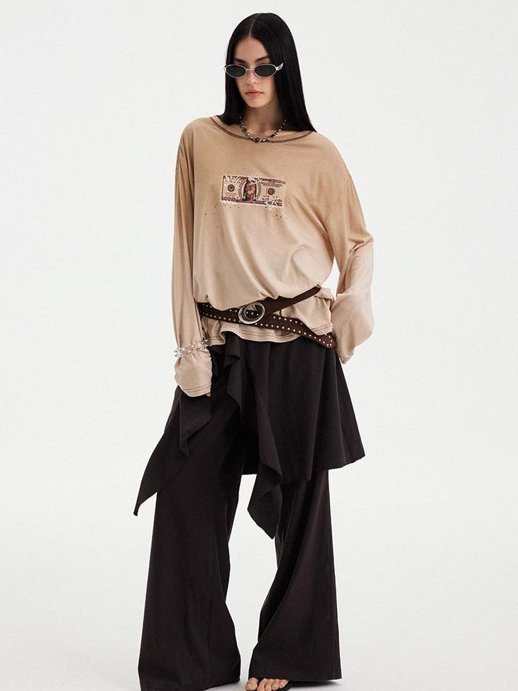 DIDDI MODA Drapey Off White Ruffle Hem Side Slit Women&
