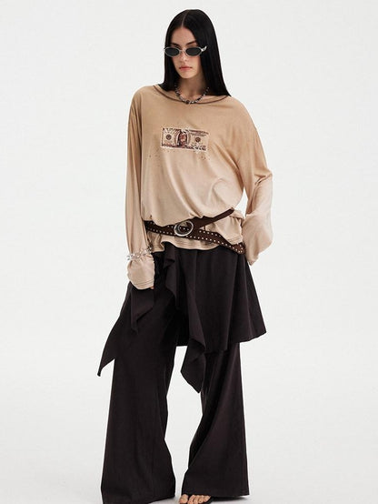 DIDDI MODA Drapey Off White Ruffle Hem Side Slit Women&