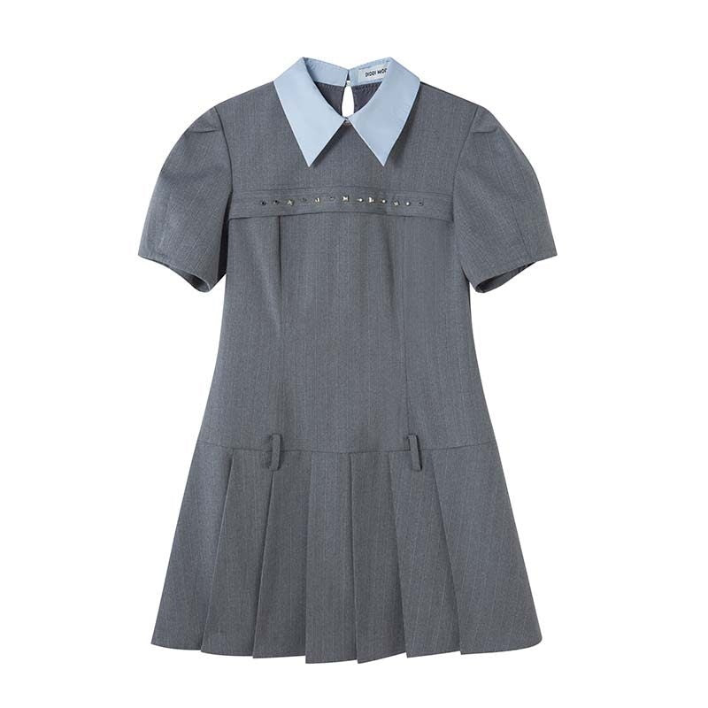 DIDDI_MODA_Embossed_Ruching_Spliced_Asymmetrical_Neck_Women&