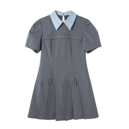 DIDDI_MODA_Embossed_Ruching_Spliced_Asymmetrical_Neck_Women&