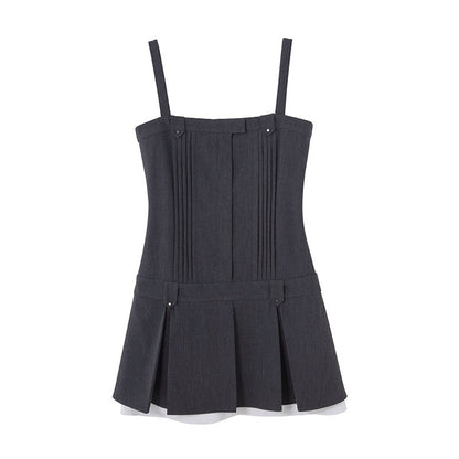 DIDDI_MODA_Embossed_Ruching_Spliced_Asymmetrical_Neck_Women&