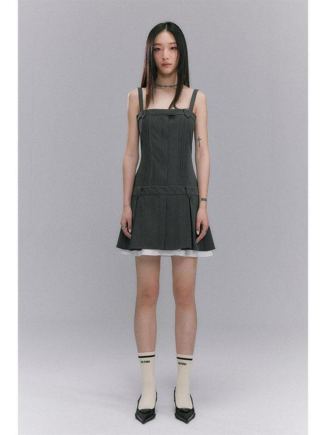 DIDDI MODA Embossed Ruching Spliced Asymmetrical Neck Women&
