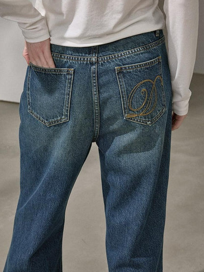 DIDDI MODA Embroidered Back Pocket Tapered Micro Flare Women&