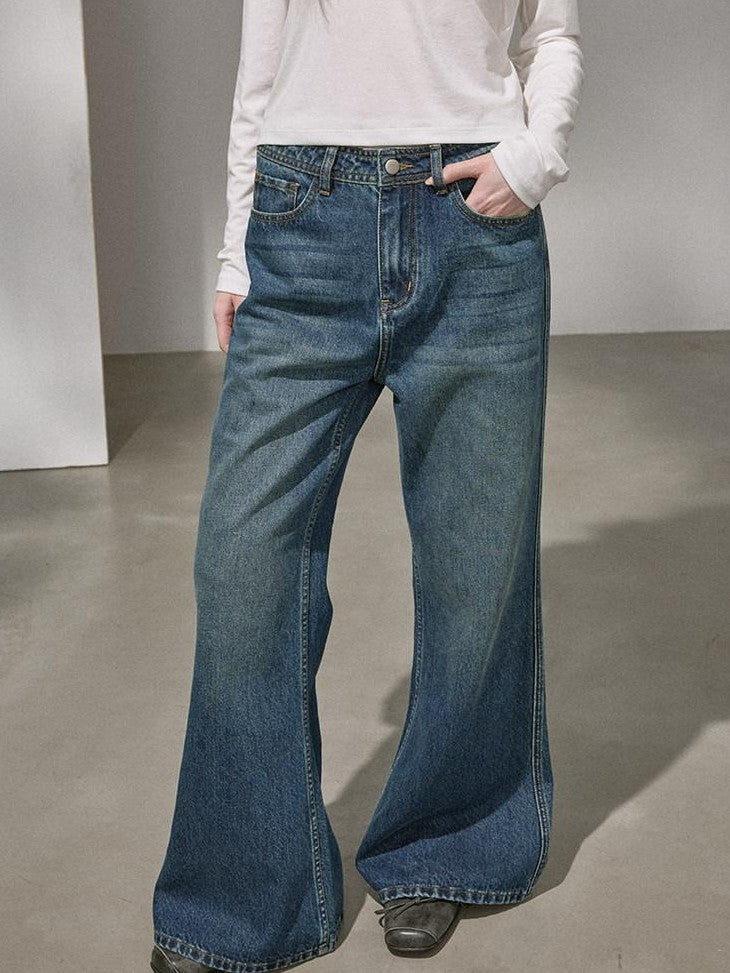 DIDDI MODA Embroidered Back Pocket Tapered Micro Flare Women&