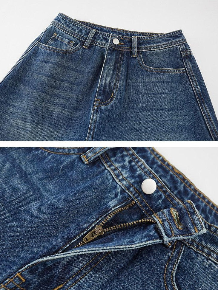 DIDDI MODA Embroidered Back Pocket Tapered Micro Flare Women&