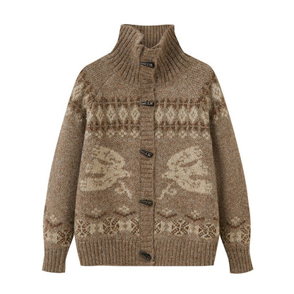 DIDDI_MODA_Fair_Isle_Bird_Toggle_Closure_Oversized_Knitted_Women&