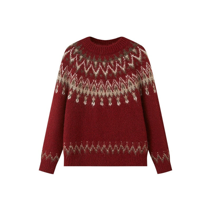 DIDDI_MODA_Fair_Isle_Pullover_Crewneck_Cardigan_Loose_Women&