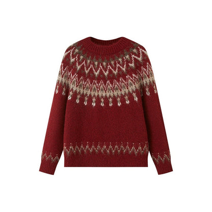 DIDDI_MODA_Fair_Isle_Pullover_Crewneck_Cardigan_Loose_Women&