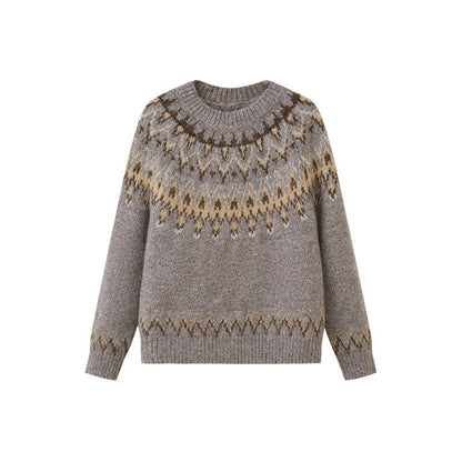 DIDDI_MODA_Fair_Isle_Pullover_Crewneck_Cardigan_Loose_Women&