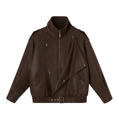 DIDDI_MODA_Faux_Suede_Contrast_Lapel_Half_Zipper_Women&