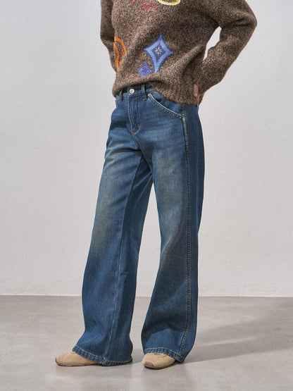 DIDDI MODA Fleece Lined Mid Rise Button Fly Women&