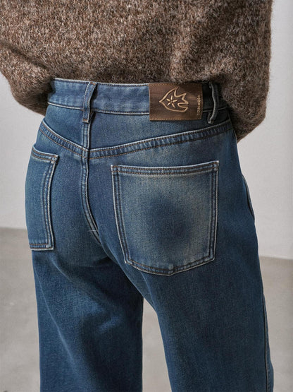 DIDDI MODA Fleece Lined Mid Rise Button Fly Women&