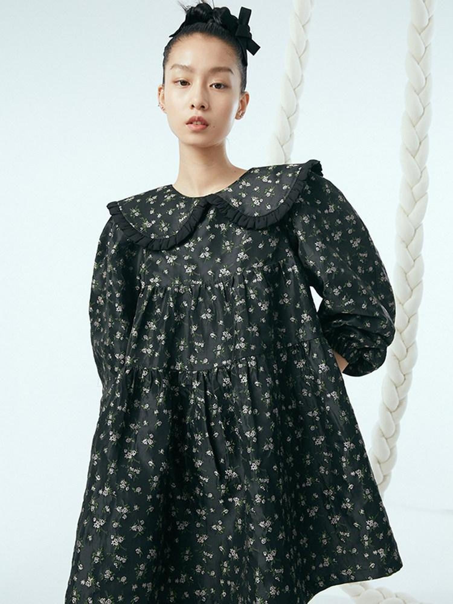 DIDDI MODA Floral Print Peter Pan Collar Women&