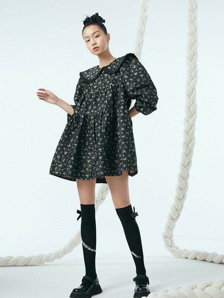 DIDDI MODA Floral Print Peter Pan Collar Women&