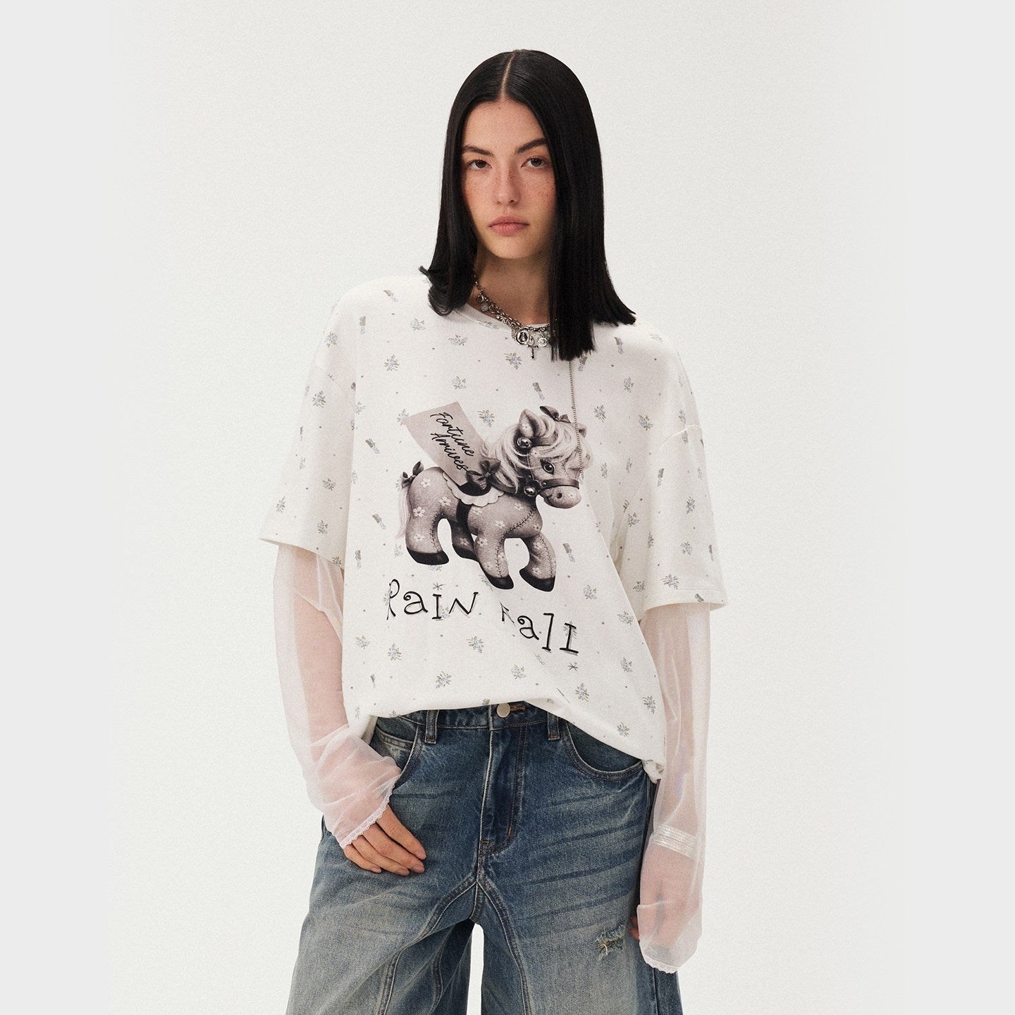 DIDDI_MODA_Floral_Round_Neck_Faux_Two_Piece_Women&