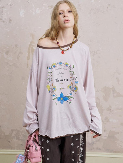 DIDDI MODA Floral Wreath Rose Denim Figure Print Women&