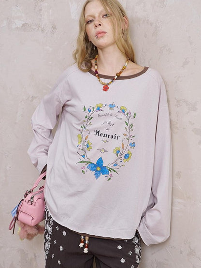 DIDDI MODA Floral Wreath Rose Denim Figure Print Women&