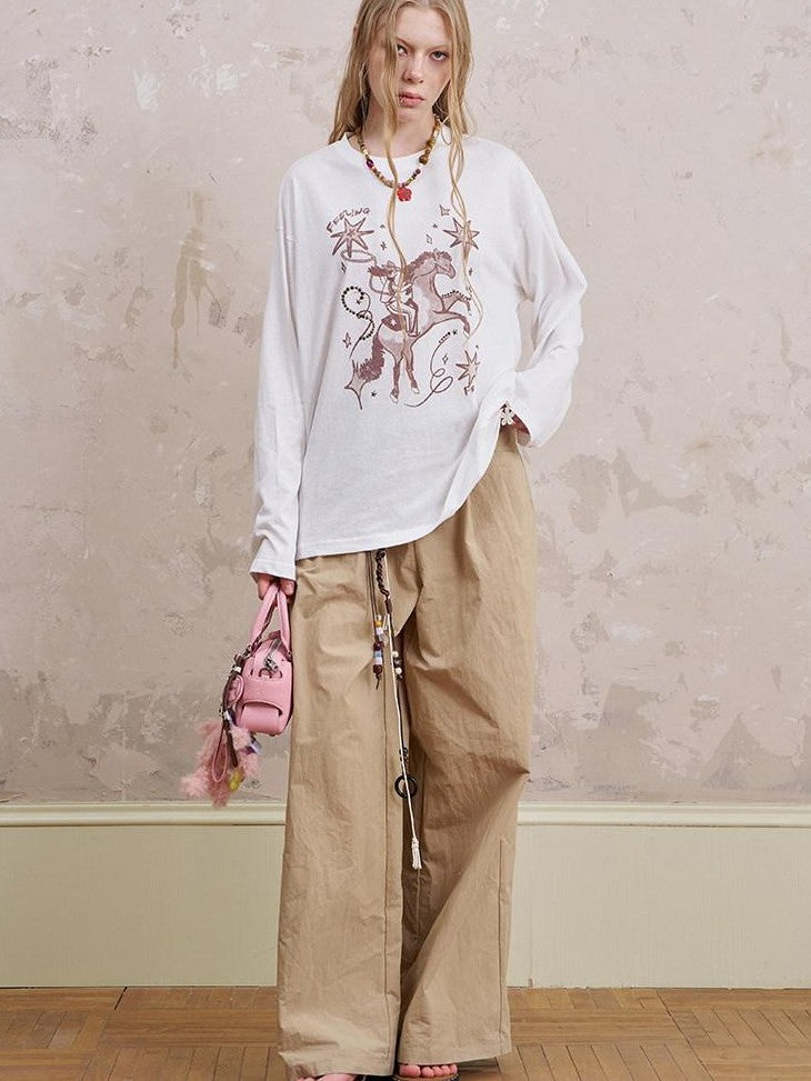 DIDDI MODA Floral Wreath Rose Denim Figure Print Women&