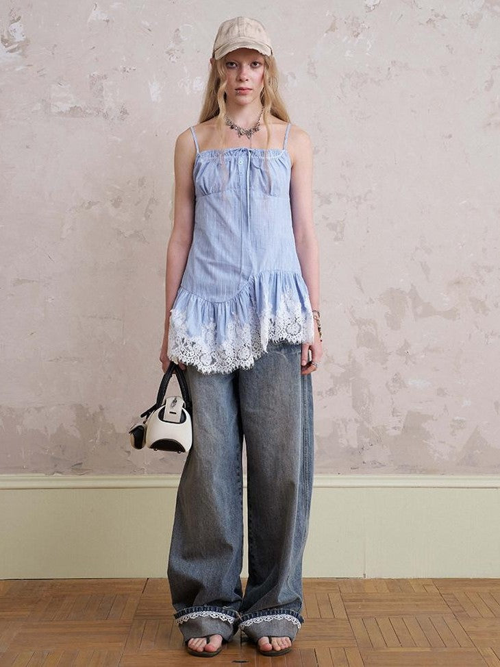 DIDDI MODA Floral Wreath Rose Denim Figure Print Women&