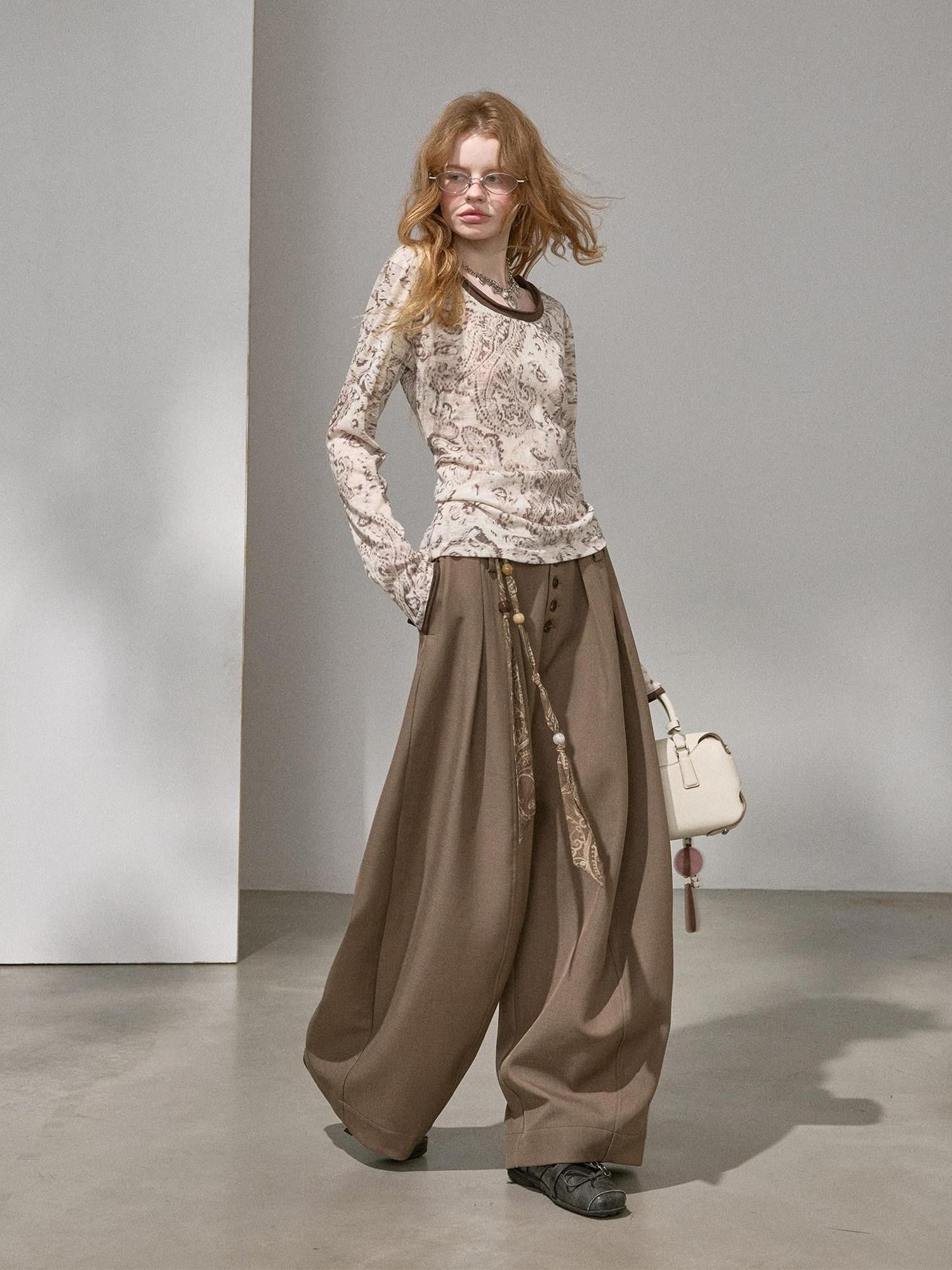 DIDDI MODA Flowy Button Pleated Cargo Women&