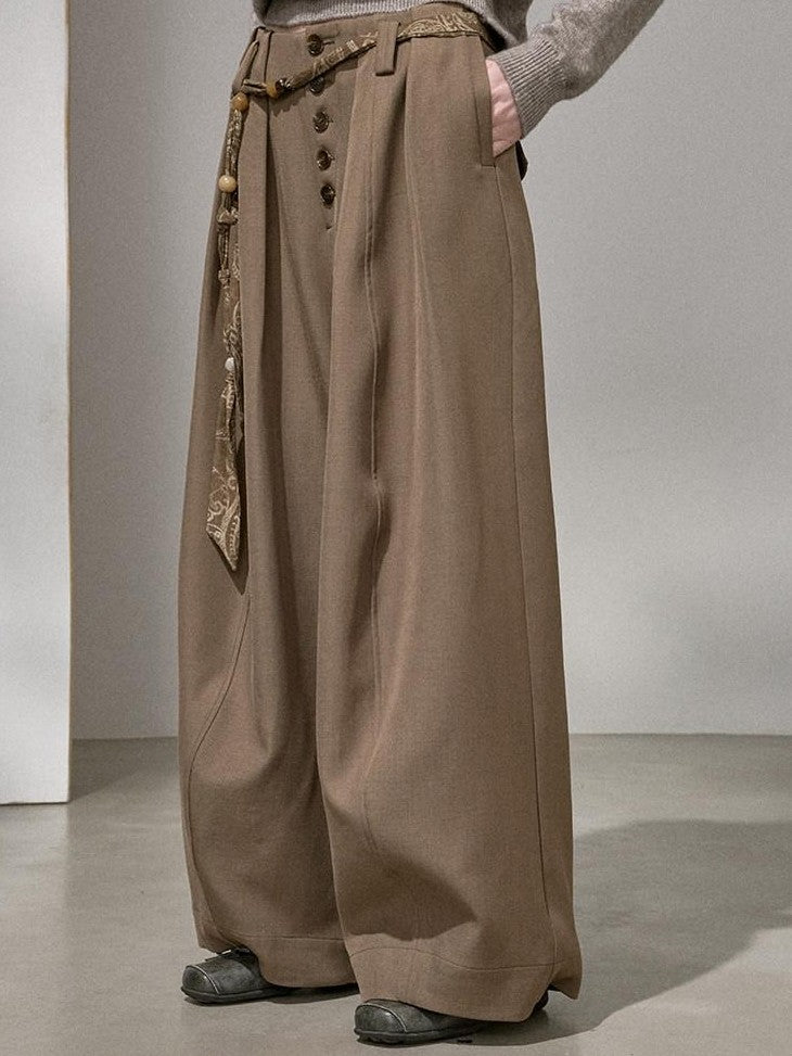 DIDDI MODA Flowy Button Pleated Cargo Women&