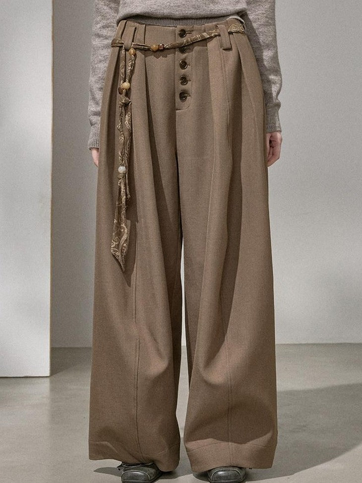 DIDDI MODA Flowy Button Pleated Cargo Women&