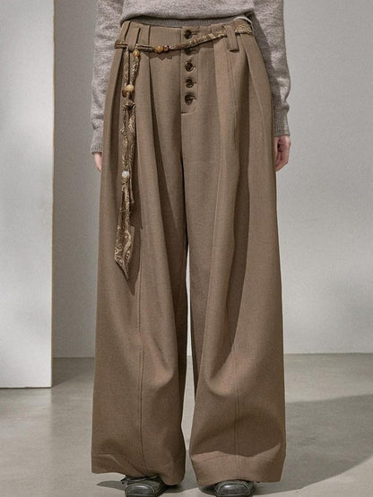 DIDDI MODA Flowy Button Pleated Cargo Women&
