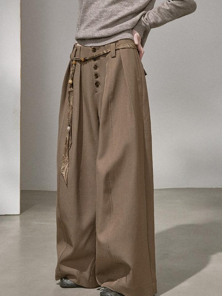 DIDDI MODA Flowy Button Pleated Cargo Women&