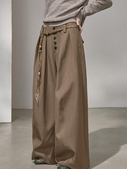DIDDI MODA Flowy Button Pleated Cargo Women&