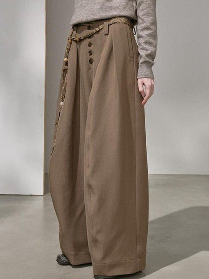 DIDDI MODA Flowy Button Pleated Cargo Women&