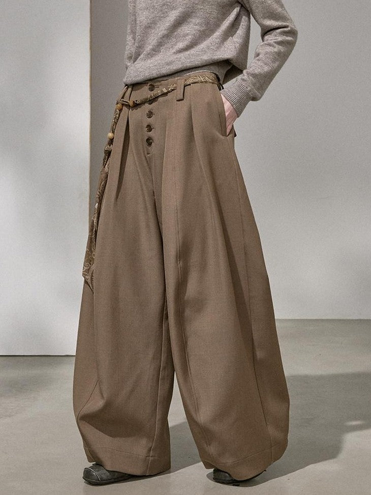 DIDDI MODA Flowy Button Pleated Cargo Women&