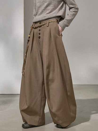 DIDDI MODA Flowy Button Pleated Cargo Women&