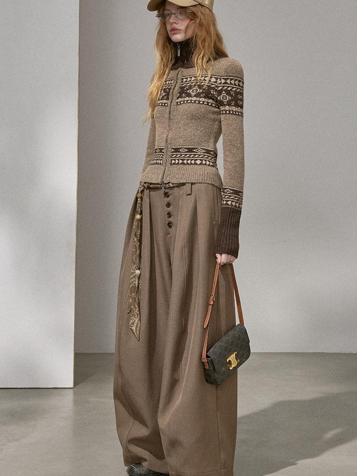 DIDDI MODA Flowy Button Pleated Cargo Women&