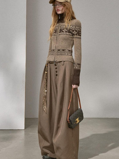 DIDDI MODA Flowy Button Pleated Cargo Women&