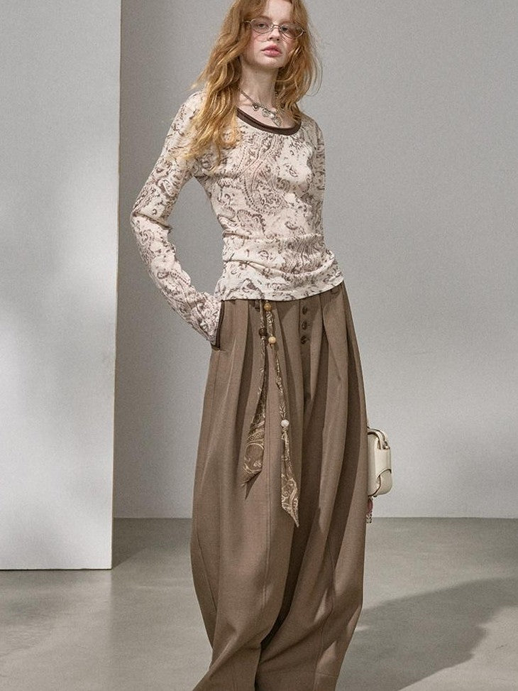 DIDDI MODA Flowy Button Pleated Cargo Women&