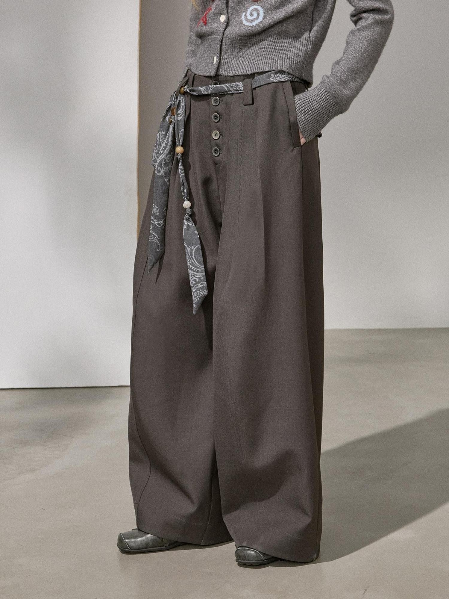 DIDDI MODA Flowy Button Pleated Cargo Women&