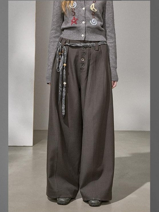 DIDDI MODA Flowy Button Pleated Cargo Women&