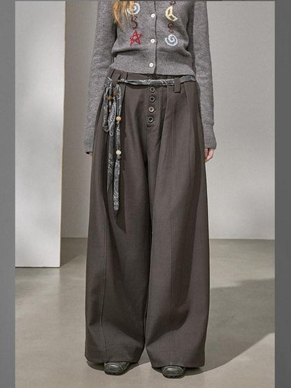 DIDDI MODA Flowy Button Pleated Cargo Women&
