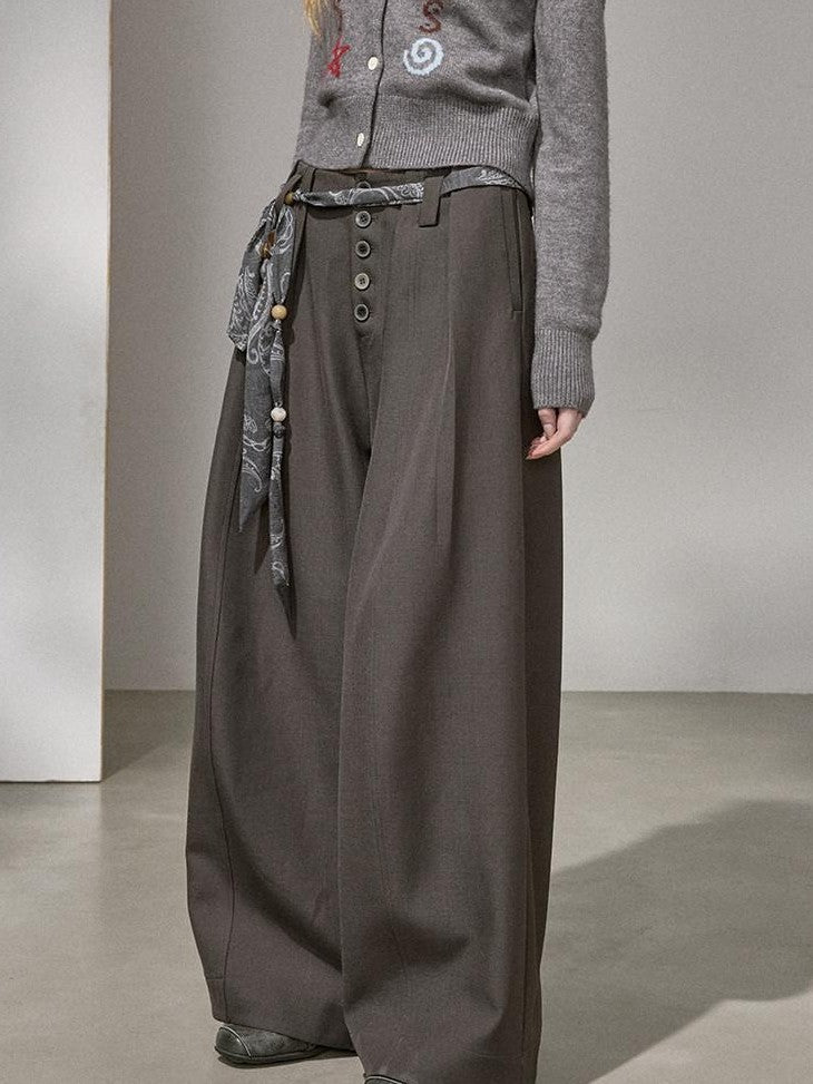 DIDDI MODA Flowy Button Pleated Cargo Women&