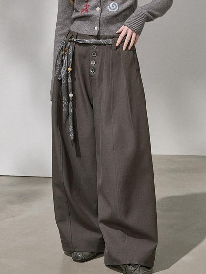DIDDI MODA Flowy Button Pleated Cargo Women&